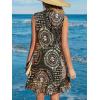 CUPSHE Women Swimsuit Coverup 100% Cotton Ruffle Hem Beach Cover Up Dresses(Black Patterned)