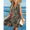 CUPSHE Women Swimsuit Coverup 100% Cotton Ruffle Hem Beach Cover Up Dresses(Black Patterned)