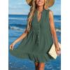 CUPSHE Women Swimsuit Coverup 100% Cotton Ruffle Hem Beach Cover Up Dresses(Green)