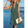 CUPSHE Women Swimsuit Coverup 100% Cotton Ruffle Hem Beach Cover Up Dresses(Green)
