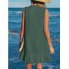 CUPSHE Women Swimsuit Coverup 100% Cotton Ruffle Hem Beach Cover Up Dresses(Green)
