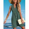 CUPSHE Women Swimsuit Coverup 100% Cotton Ruffle Hem Beach Cover Up Dresses(Green)