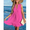 CUPSHE Women Swimsuit Coverup 100% Cotton Ruffle Hem Beach Cover Up Dresses(Hot Pink)