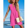 CUPSHE Women Swimsuit Coverup 100% Cotton Ruffle Hem Beach Cover Up Dresses(Hot Pink)