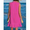 CUPSHE Women Swimsuit Coverup 100% Cotton Ruffle Hem Beach Cover Up Dresses(Hot Pink)