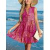 CUPSHE Women Swimsuit Coverup 100% Cotton Ruffle Hem Beach Cover Up Dresses(Hot Pink Patterned)