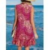 CUPSHE Women Swimsuit Coverup 100% Cotton Ruffle Hem Beach Cover Up Dresses(Hot Pink Patterned)