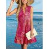 CUPSHE Women Swimsuit Coverup 100% Cotton Ruffle Hem Beach Cover Up Dresses(Hot Pink Patterned)