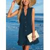 CUPSHE Women Swimsuit Coverup 100% Cotton Ruffle Hem Beach Cover Up Dresses(Navy)