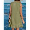 CUPSHE Women Swimsuit Coverup 100% Cotton Ruffle Hem Beach Cover Up Dresses(Olive Green)