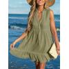 CUPSHE Women Swimsuit Coverup 100% Cotton Ruffle Hem Beach Cover Up Dresses(Olive Green)