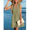 CUPSHE Women Swimsuit Coverup 100% Cotton Ruffle Hem Beach Cover Up Dresses(Olive Green)