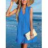 CUPSHE Women Swimsuit Coverup 100% Cotton Ruffle Hem Beach Cover Up Dresses(Royal Blue)