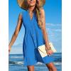 CUPSHE Women Swimsuit Coverup 100% Cotton Ruffle Hem Beach Cover Up Dresses(Royal Blue)