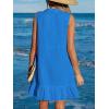 CUPSHE Women Swimsuit Coverup 100% Cotton Ruffle Hem Beach Cover Up Dresses(Royal Blue)