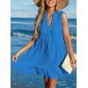 CUPSHE Women Swimsuit Coverup 100% Cotton Ruffle Hem Beach Cover Up Dresses(Royal Blue)