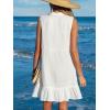 CUPSHE Women Swimsuit Coverup 100% Cotton Ruffle Hem Beach Cover Up Dresses(White)