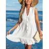 CUPSHE Women Swimsuit Coverup 100% Cotton Ruffle Hem Beach Cover Up Dresses(White)