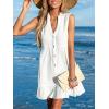CUPSHE Women Swimsuit Coverup 100% Cotton Ruffle Hem Beach Cover Up Dresses(White)