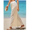 CUPSHE Women Swimsuit Coverup Pants Wide Leg Sheer Mesh Beach Pants with Side Pockets(Beige)