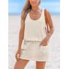 CUPSHE Women Swimsuit Coverup Racerback Sleeveless Beach Cover Ups Dress with Side Pockets(Beige)