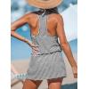 CUPSHE Women Swimsuit Coverup Racerback Sleeveless Beach Cover Ups Dress with Side Pockets(Black Striped)
