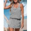 CUPSHE Women Swimsuit Coverup Racerback Sleeveless Beach Cover Ups Dress with Side Pockets(Black Striped)