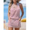 CUPSHE Women Swimsuit Coverup Racerback Sleeveless Beach Cover Ups Dress with Side Pockets(Pink Striped)