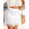 CUPSHE Women Swimsuit Coverup Shorts High Waist Tassel Beach Cover Up Shorts for Swimwear(White)