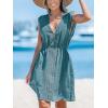 CUPSHE Women Swimsuit Coverup Sleeveless Swimwear V Neck Beach Cover Up for Summer 2024(Cyan)