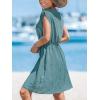 CUPSHE Women Swimsuit Coverup Sleeveless Swimwear V Neck Beach Cover Up for Summer 2024(Cyan)