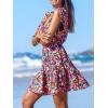 CUPSHE Women Swimsuit Coverup Sleeveless Swimwear V Neck Pool Cover Up for Bathing Suit(Hot Pink Floral)