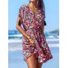 CUPSHE Women Swimsuit Coverup Sleeveless Swimwear V Neck Pool Cover Up for Bathing Suit(Hot Pink Floral)