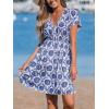 CUPSHE Women Swimsuit Coverup Swimwear Bathing Suit Cover Up Short Sleeve V Neck Beach Cover Ups Summer Dress(Blue)