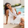 CUPSHE Women Swimsuit Coverup Tops Lace Open Front Sleeveless Button Beach Summer Outfits(White)