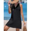 CUPSHE Women Swimsuit Coverup V Neck Sleeveless Beach Cover Ups Dress Lace Trim Vacation Outfits for 2025(Black)