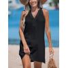 CUPSHE Women Swimsuit Coverup V Neck Sleeveless Beach Cover Ups Dress Lace Trim Vacation Outfits for 2025(Black)