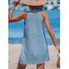 CUPSHE Women Swimsuit Coverup V Neck Sleeveless Beach Cover Ups Dress Lace Trim Vacation Outfits for 2025(Blue)