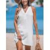 CUPSHE Women Swimsuit Coverup V Neck Sleeveless Beach Cover Ups Dress Lace Trim Vacation Outfits for 2025(White)