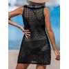 CUPSHE Women Swimsuit Crochet Sleeveless Cover Ups Summer Hollow Out Knit Bathing Suit Beach Coverup Dress(Black)