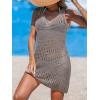 CUPSHE Women Swimsuit Crochet Sleeveless Cover Ups Summer Hollow Out Knit Bathing Suit Beach Coverup Dress(Brown)