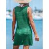 CUPSHE Women Swimsuit Crochet Sleeveless Cover Ups Summer Hollow Out Knit Bathing Suit Beach Coverup Dress(Green)