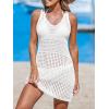 CUPSHE Women Swimsuit Crochet Sleeveless Cover Ups Summer Hollow Out Knit Bathing Suit Beach Coverup Dress(White)
