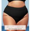 CUPSHE Women Swimsuit Plus Size Bikini Bottom High Waisted Ribbed Texture Modest Widen Band Bathing Suit(Black)