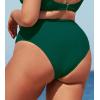 CUPSHE Women Swimsuit Plus Size Bikini Bottom High Waisted Ribbed Texture Modest Widen Band Bathing Suit(Green)
