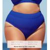 CUPSHE Women Swimsuit Plus Size Bikini Bottom High Waisted Ribbed Texture Modest Widen Band Bathing Suit(Royal Blue)