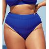 CUPSHE Women Swimsuit Plus Size Bikini Bottom High Waisted Ribbed Texture Modest Widen Band Bathing Suit(Royal Blue)