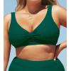 CUPSHE Women Swimsuit Plus Size Bikini Top Ribbed Texture Knotted Front Fixed Wide Straps No Bottom(Green)