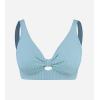 CUPSHE Women Swimsuit Plus Size Bikini Top Ribbed Texture Knotted Front Fixed Wide Straps No Bottom(Light Blue)