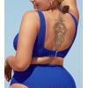 CUPSHE Women Swimsuit Plus Size Bikini Top Ribbed Texture Knotted Front Fixed Wide Straps No Bottom(Royal Blue)